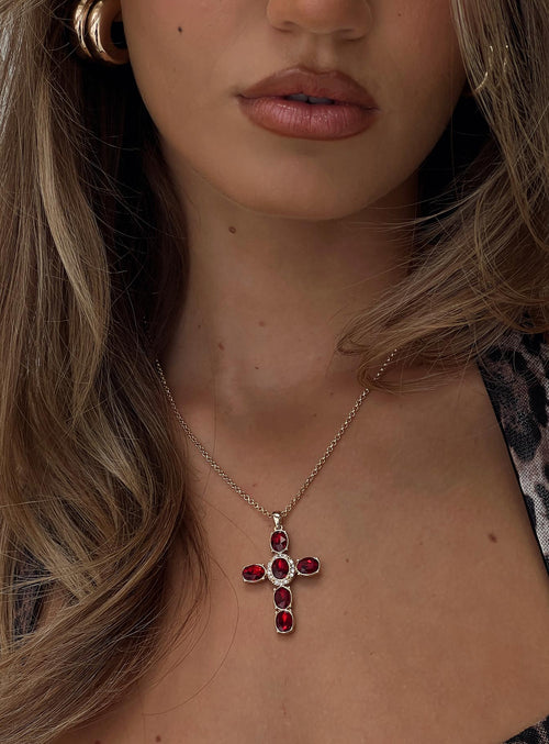 Jacintha Necklace Gold / Red