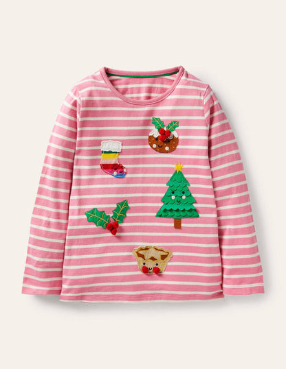 3D Appliqué Breton-Petal Pink/ Ivory Festive