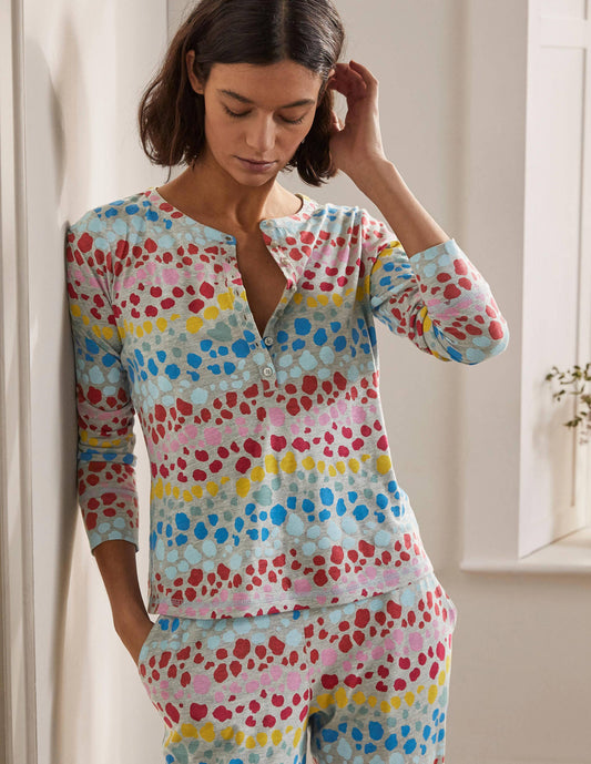 Alba Jersey Pajama Top-Multi Rainbow Leopard