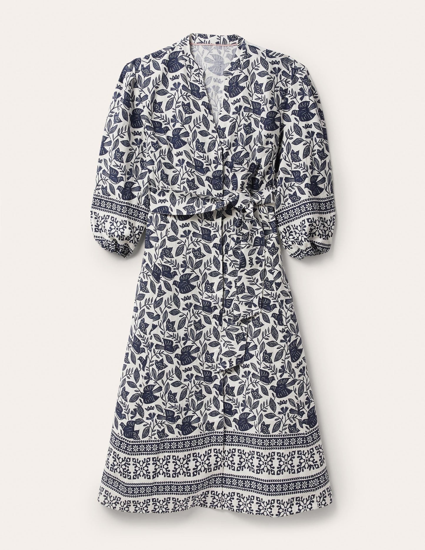 Addie Linen Midi Dress-Ivory, Meadow Flight