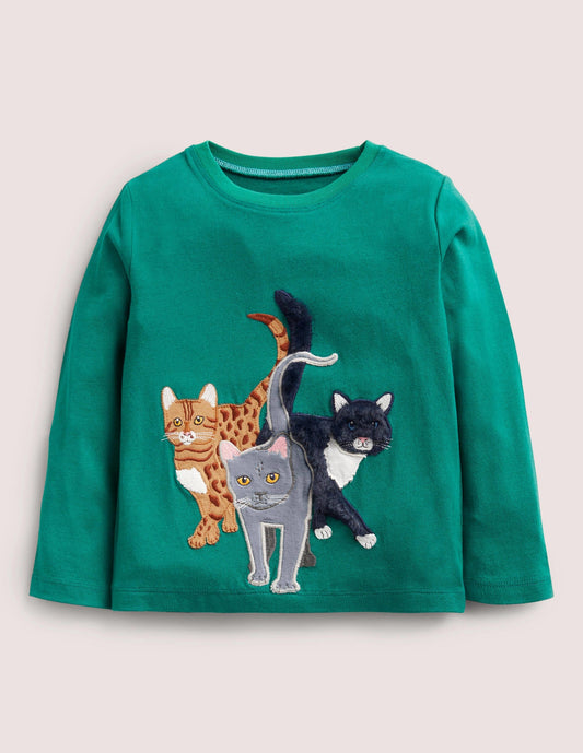 Animal Appliqué T-shirt-Shady Glade Cats