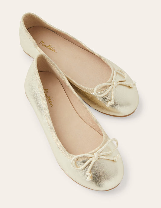 Ballet Flats-Gold Sparkle Leather