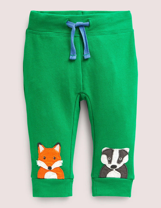 Appliqué Jersey Bottoms-Highland Green Animals