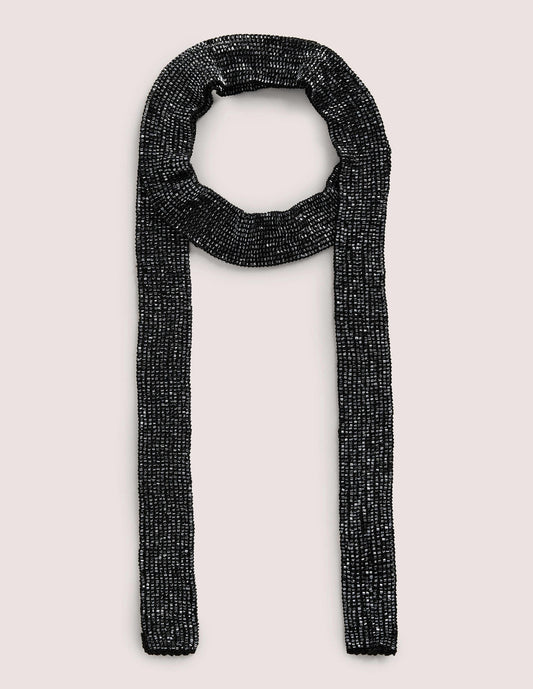 Beaded Neck Tie-Black