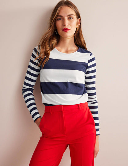 Bea Long Sleeve Breton-French Navy and Ivory