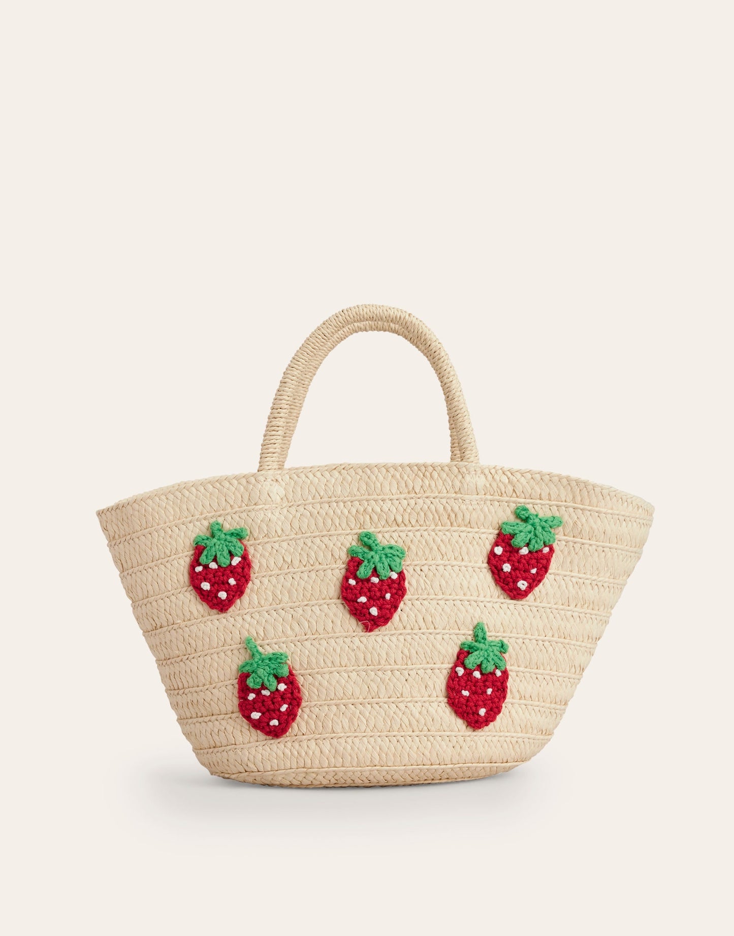 Basket Bag-Embroidered Strawberries