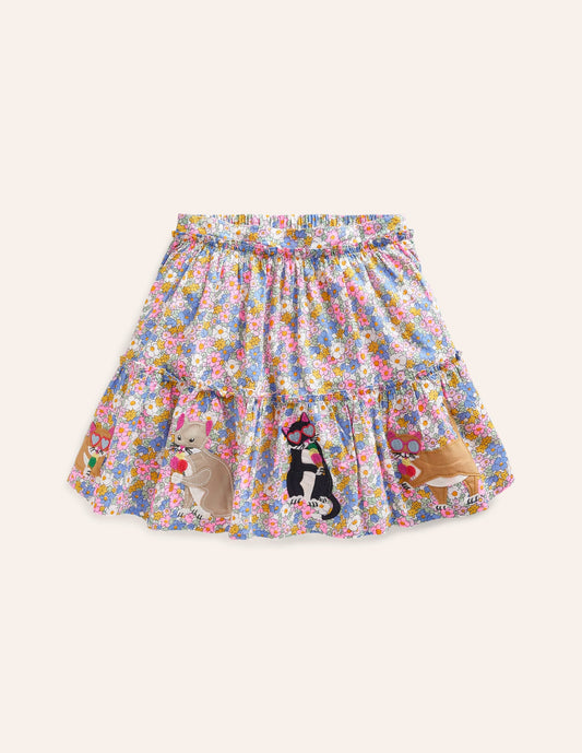 Appliqué Skirt-Festival Pink Nautical Cats