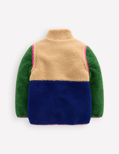 2-in-1 Borg Jacket-Colourblock Multi