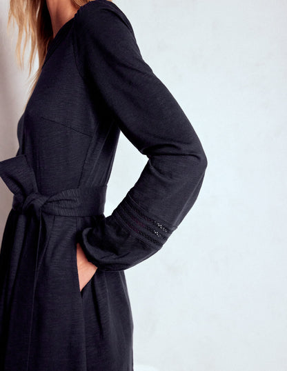 Athina Trim Insert Short Dress-Navy