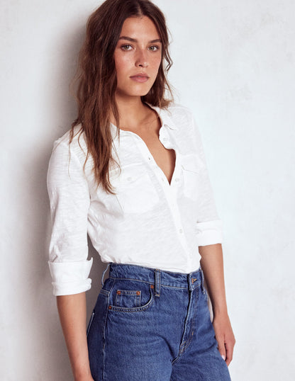Amy Jersey Shirt-White