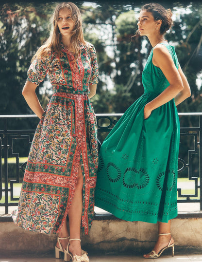Alexa Maxi Shirt Dress-Multi, Enchanting Vine
