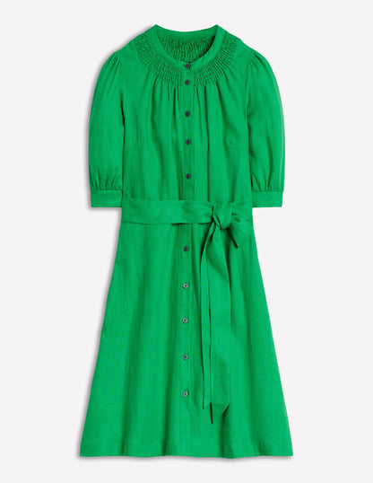 Ada Linen Short Dress-Sapling Green