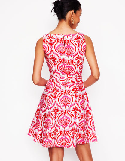 Anya Sleeveless Linen Dress-Poppy Red, Ornamental Floral