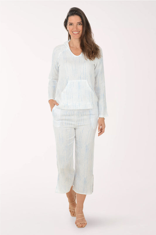 Tie-Dye Striped Cotton Gauze Crop Pant