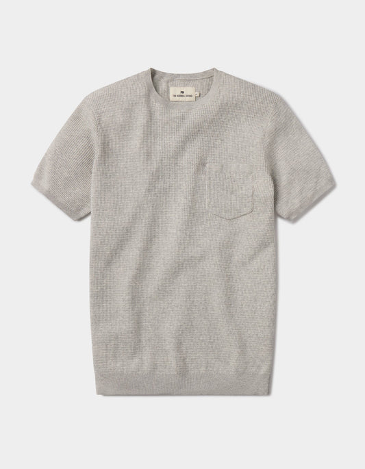 Waffle Knit Sweater Tee in Stone