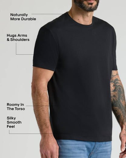 All Black Pima Cotton Blend Crew 7-Pack