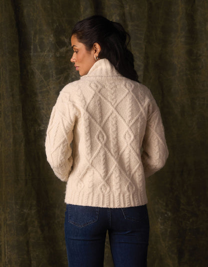Marianna Cable Knit Sweater in Cream