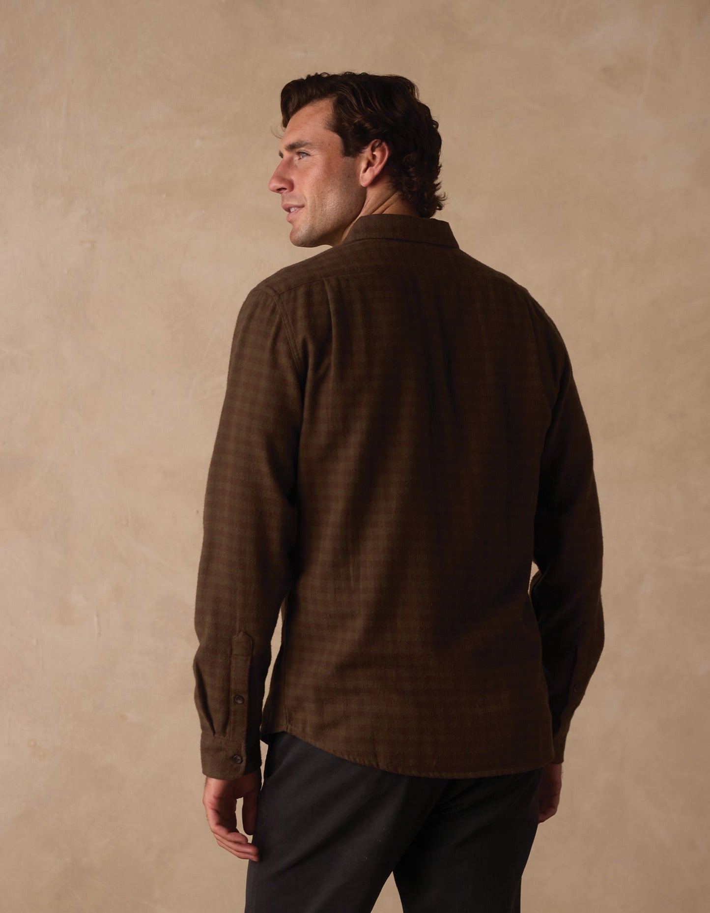 Hudson Double Brushed Flannel in Olive Plaid