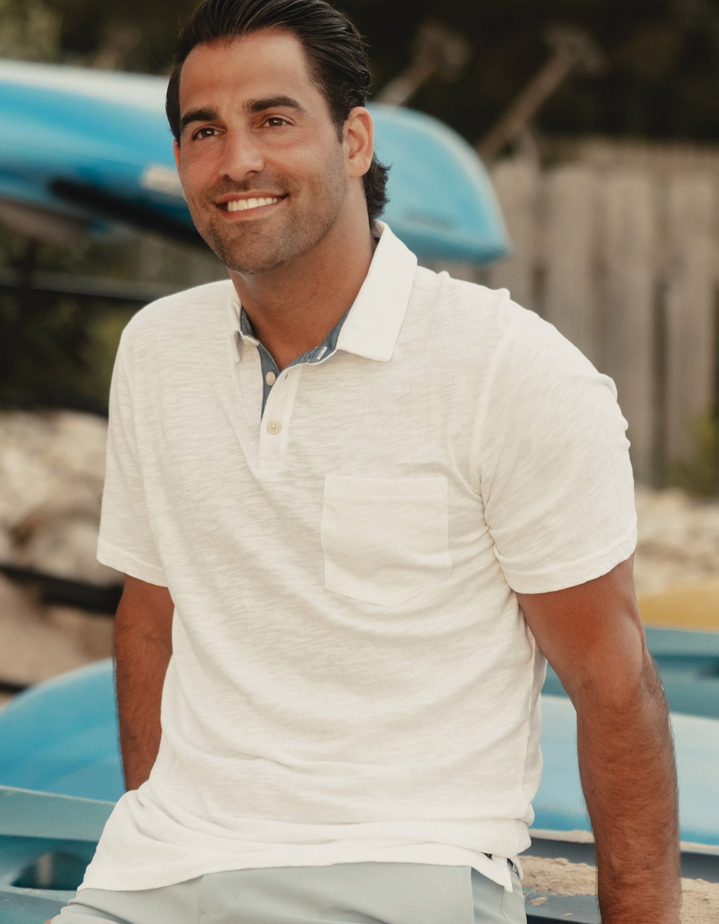 Vintage Slub Pocket Polo in White